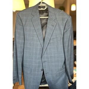 Joseph Abboud Men's Gray Windowpane Suit 38R x 38 waist never altered NWOT